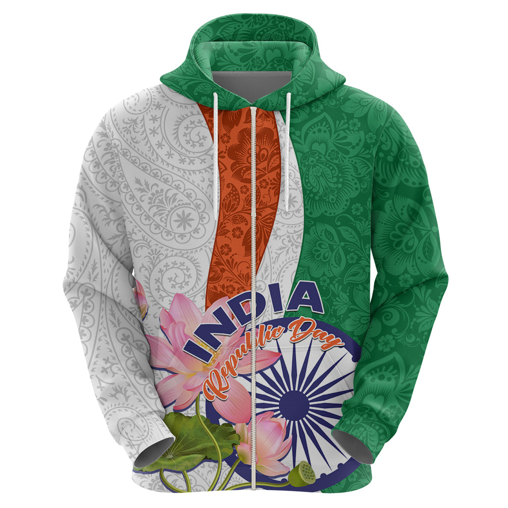 India Republic Day Hoodie Lotus Floral Paisley Pattern - Wonder Print Shop