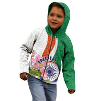 India Republic Day Kid Hoodie Lotus Floral Paisley Pattern - Wonder Print Shop