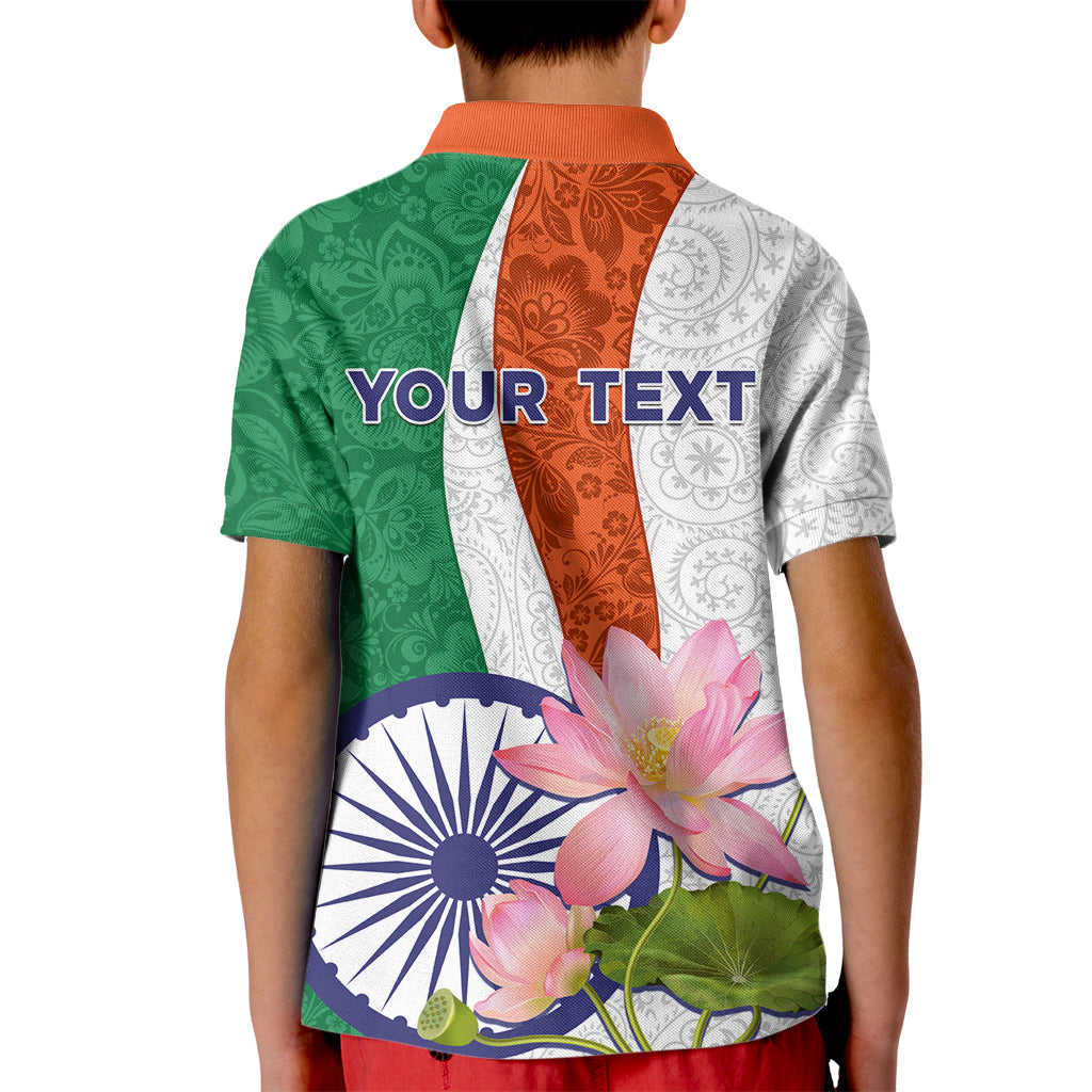 India Republic Day Kid Polo Shirt Lotus Floral Paisley Pattern - Wonder Print Shop