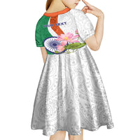 India Republic Day Kid Short Sleeve Dress Lotus Floral Paisley Pattern - Wonder Print Shop