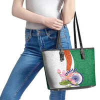 India Republic Day Leather Tote Bag Lotus Floral Paisley Pattern - Wonder Print Shop