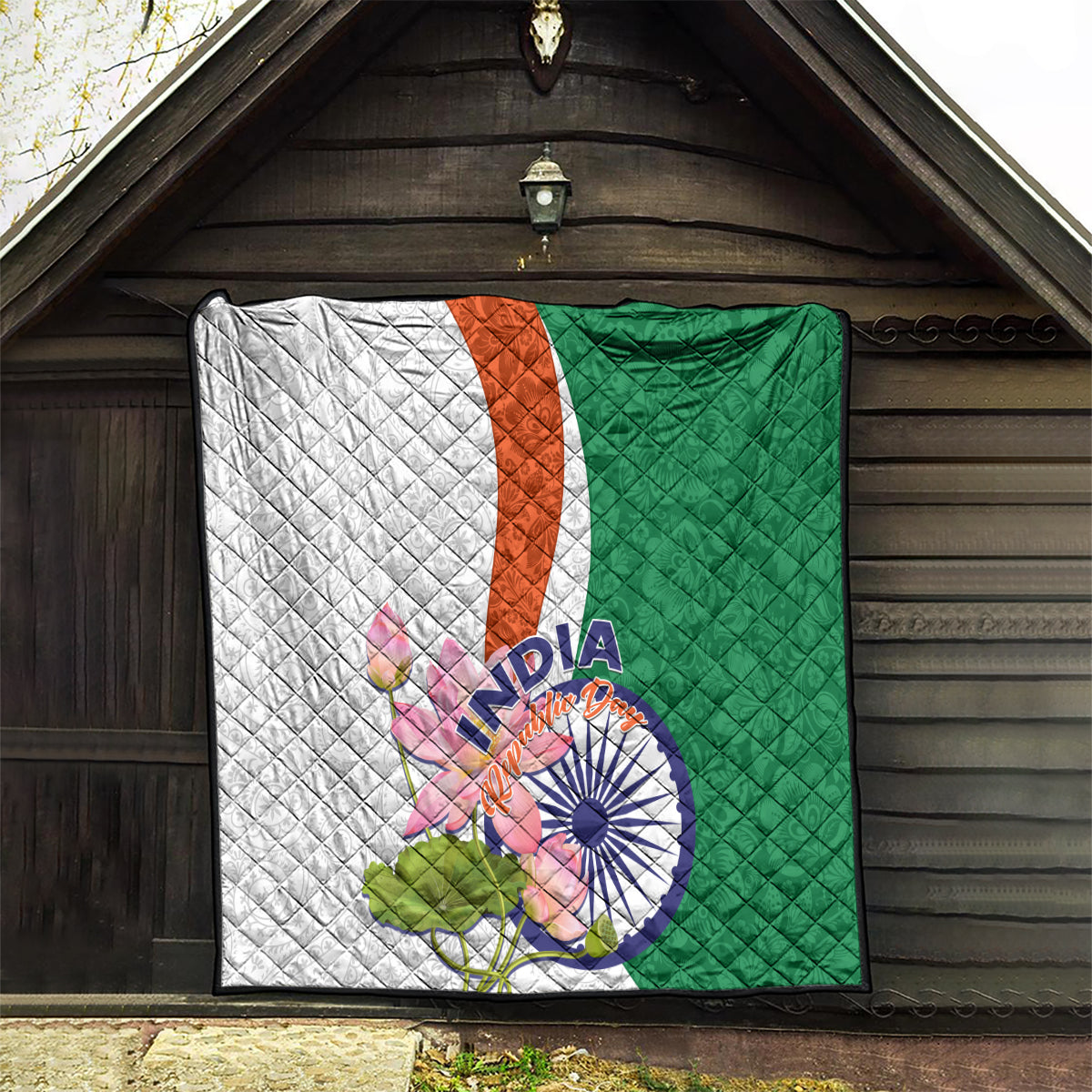India Republic Day Quilt Lotus Floral Paisley Pattern - Wonder Print Shop
