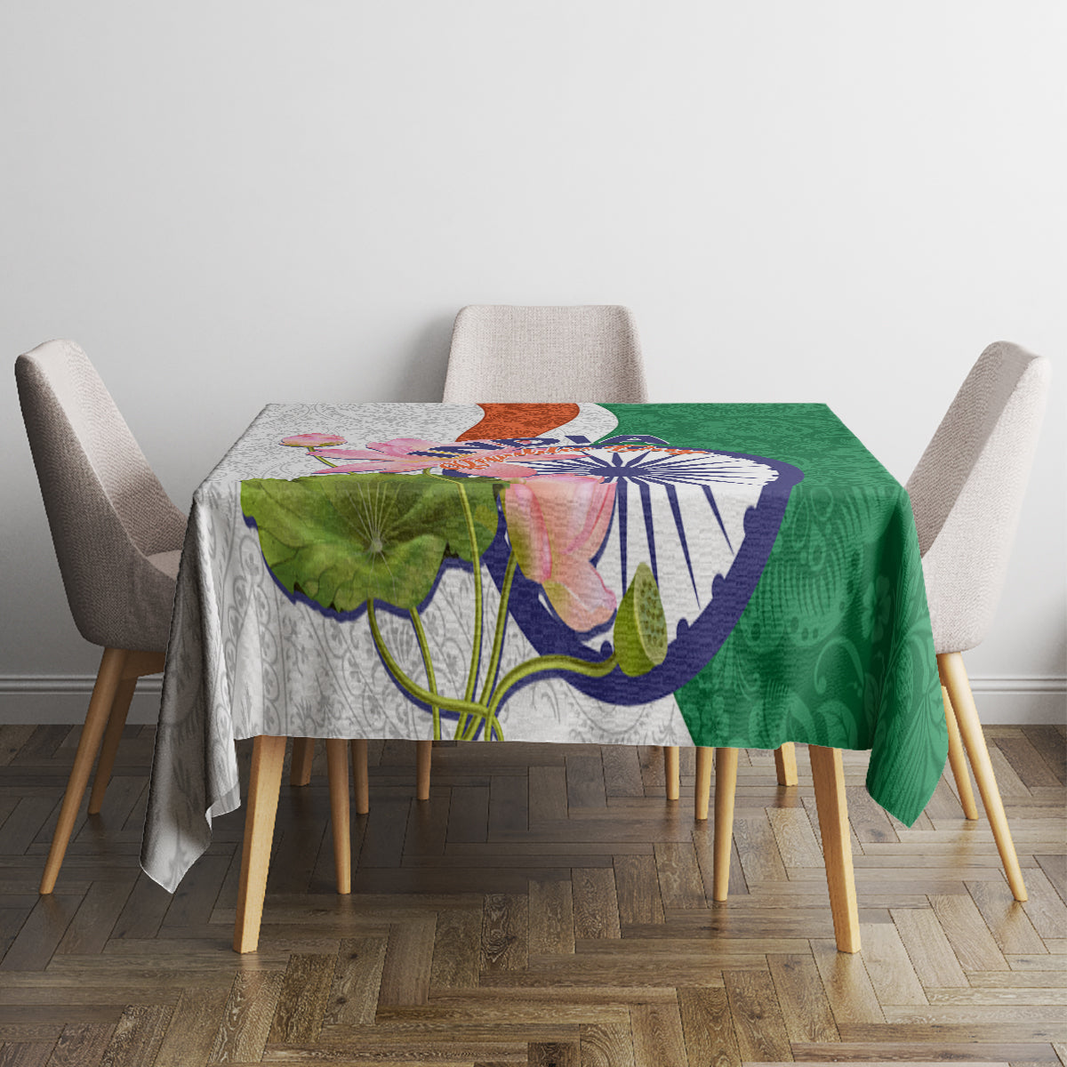 India Republic Day Tablecloth Lotus Floral Paisley Pattern - Wonder Print Shop