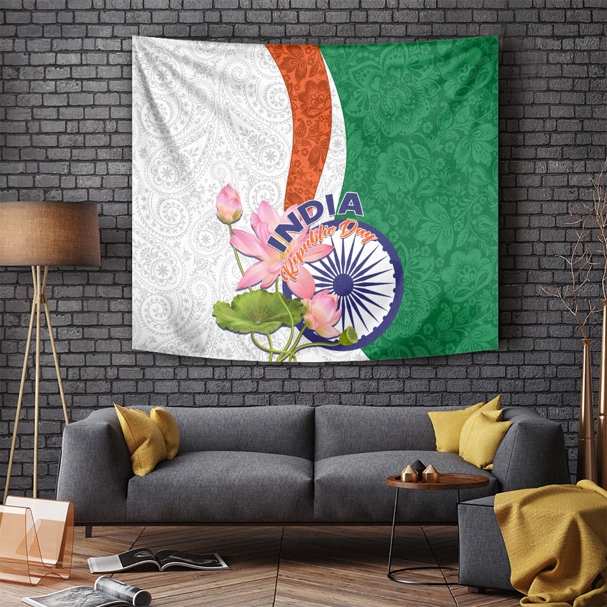 India Republic Day Tapestry Lotus Floral Paisley Pattern - Wonder Print Shop