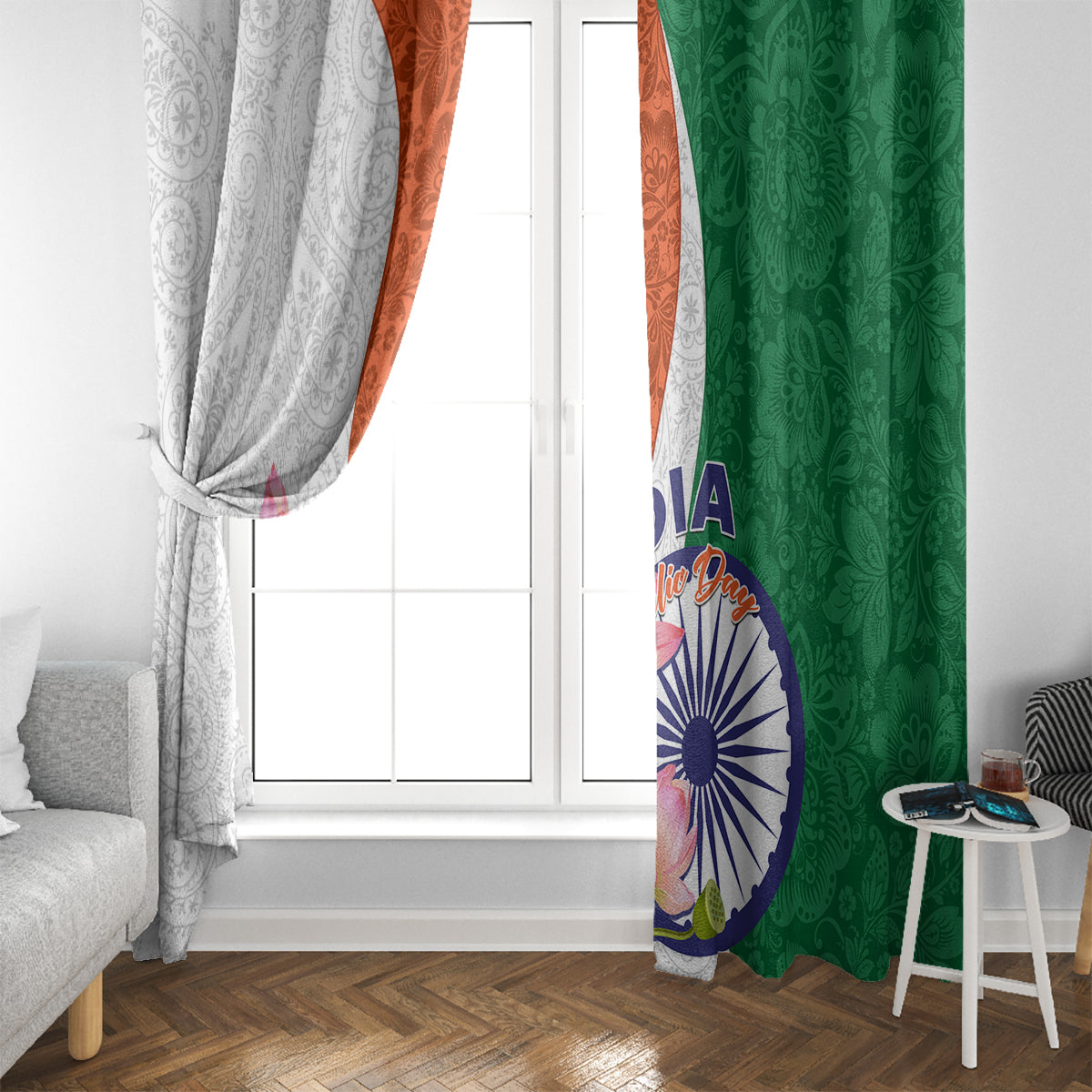 India Republic Day Window Curtain Lotus Floral Paisley Pattern - Wonder Print Shop