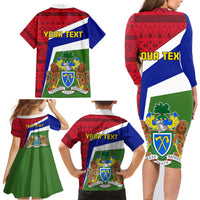Gambia Independence Day Family Matching Long Sleeve Bodycon Dress and Hawaiian Shirt Coat Of Arms African Pattern - Wonder Print Shop