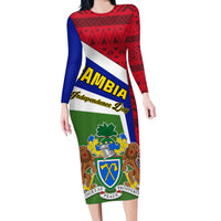Gambia Independence Day Family Matching Long Sleeve Bodycon Dress and Hawaiian Shirt Coat Of Arms African Pattern - Wonder Print Shop