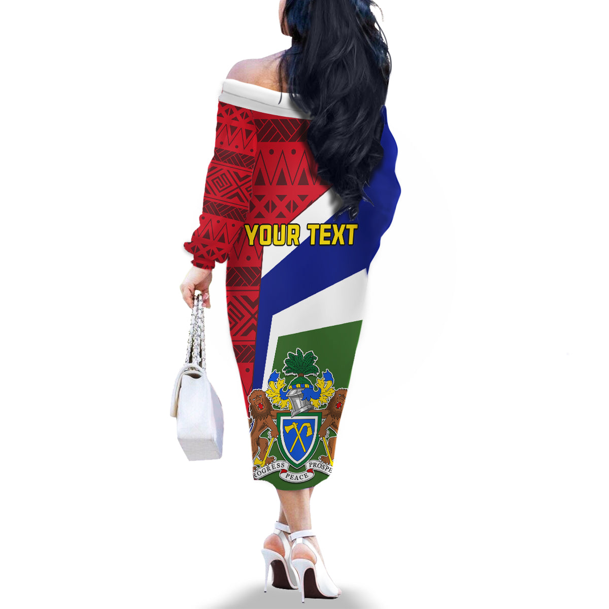 Gambia Independence Day Family Matching Off Shoulder Long Sleeve Dress and Hawaiian Shirt Coat Of Arms African Pattern - Wonder Print Shop