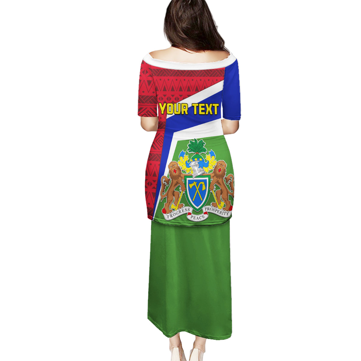 Gambia Independence Day Family Matching Puletasi and Hawaiian Shirt Coat Of Arms African Pattern - Wonder Print Shop