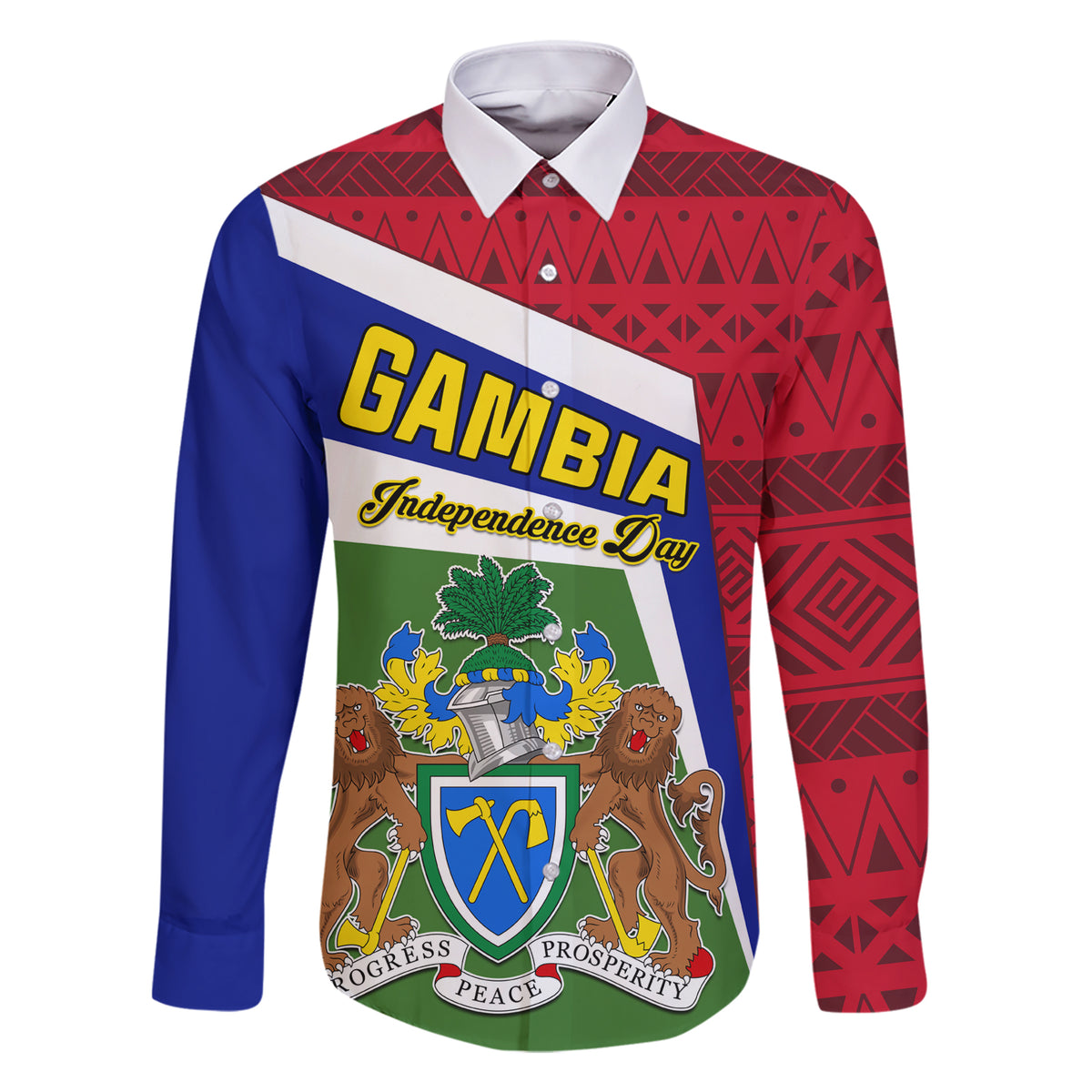 Gambia Independence Day Family Matching Short Sleeve Bodycon Dress and Hawaiian Shirt Coat Of Arms African Pattern - Wonder Print Shop