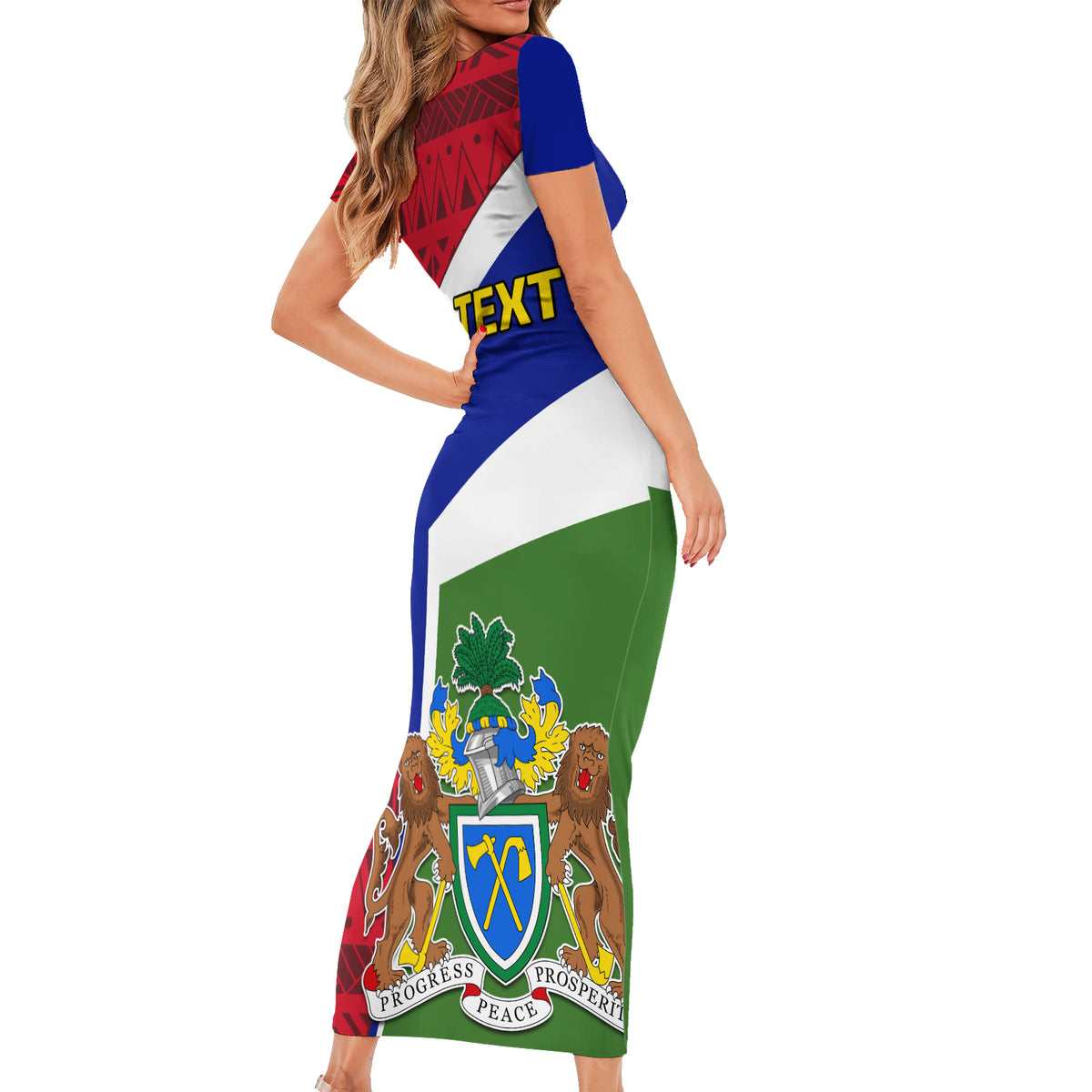 Gambia Independence Day Family Matching Short Sleeve Bodycon Dress and Hawaiian Shirt Coat Of Arms African Pattern - Wonder Print Shop