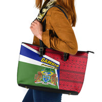 Gambia Independence Day Leather Tote Bag Coat Of Arms African Pattern - Wonder Print Shop