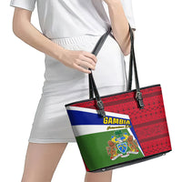 Gambia Independence Day Leather Tote Bag Coat Of Arms African Pattern - Wonder Print Shop