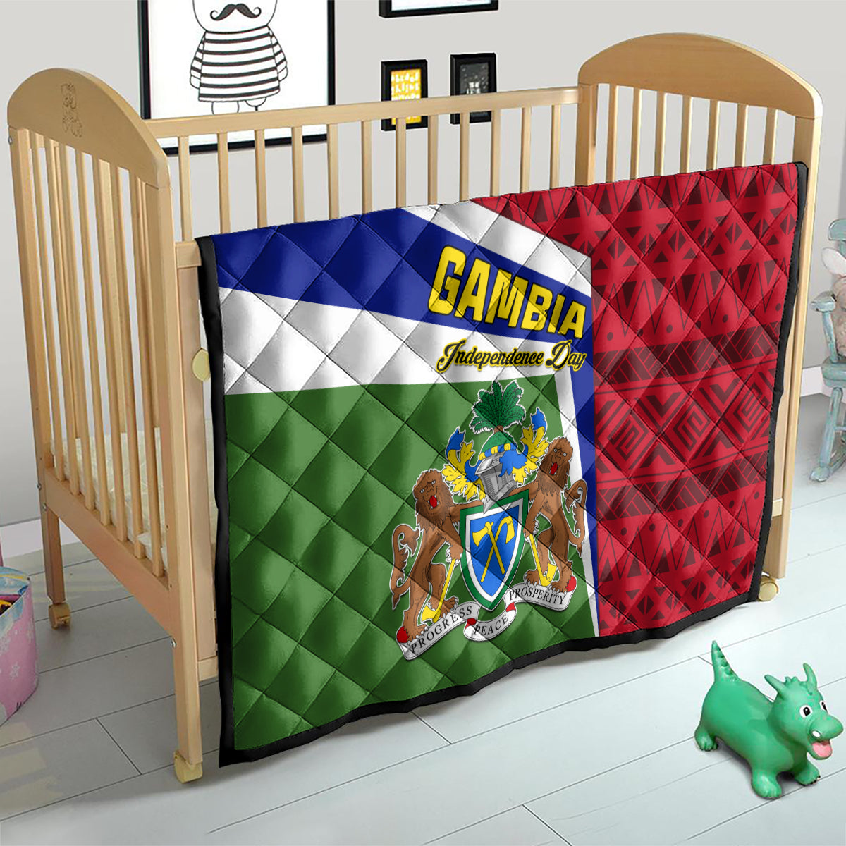 Gambia Independence Day Quilt Coat Of Arms African Pattern - Wonder Print Shop