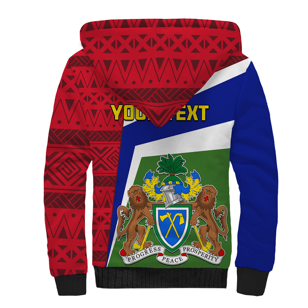 Gambia Independence Day Sherpa Hoodie Coat Of Arms African Pattern - Wonder Print Shop