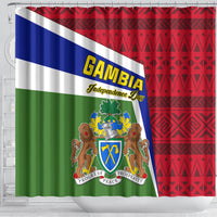 gambia-independence-day-shower-curtain-coat-of-arms-african-pattern