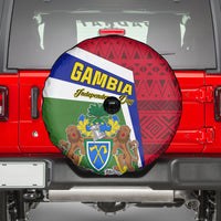 Gambia Independence Day Spare Tire Cover Coat Of Arms African Pattern - Wonder Print Shop