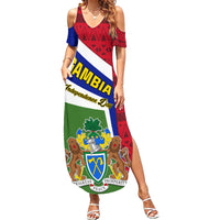 Gambia Independence Day Summer Maxi Dress Coat Of Arms African Pattern - Wonder Print Shop