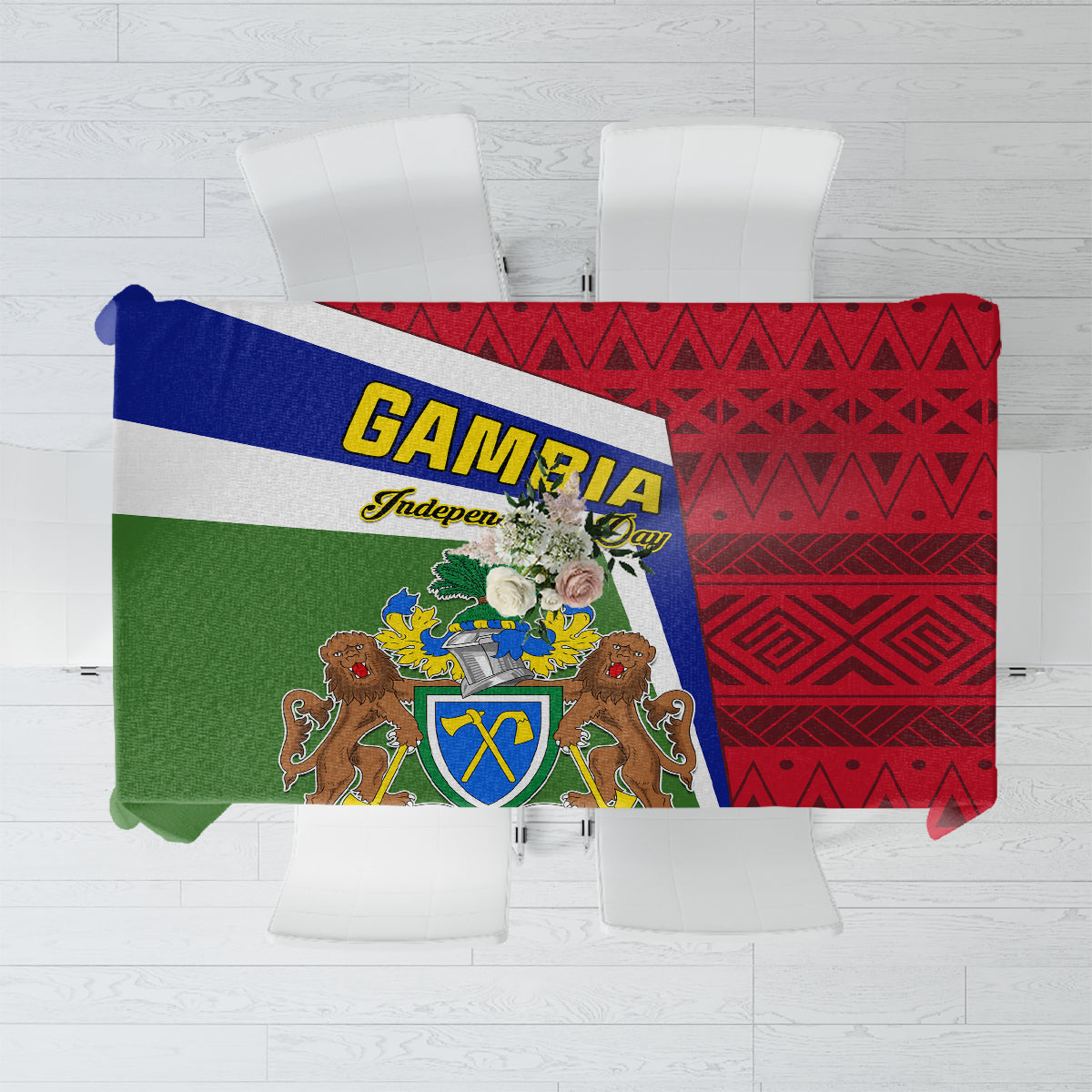Gambia Independence Day Tablecloth Coat Of Arms African Pattern - Wonder Print Shop