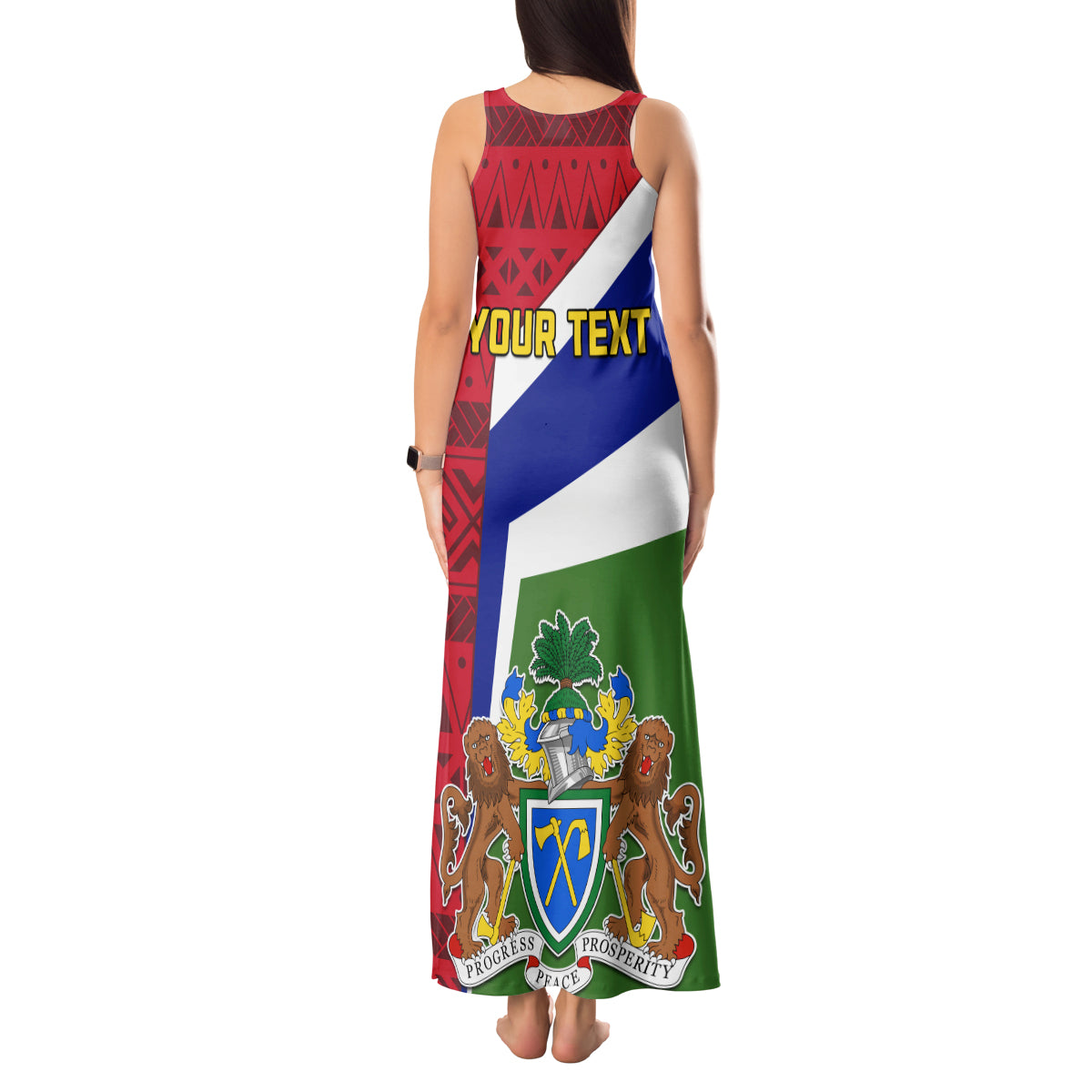 Gambia Independence Day Tank Maxi Dress Coat Of Arms African Pattern - Wonder Print Shop