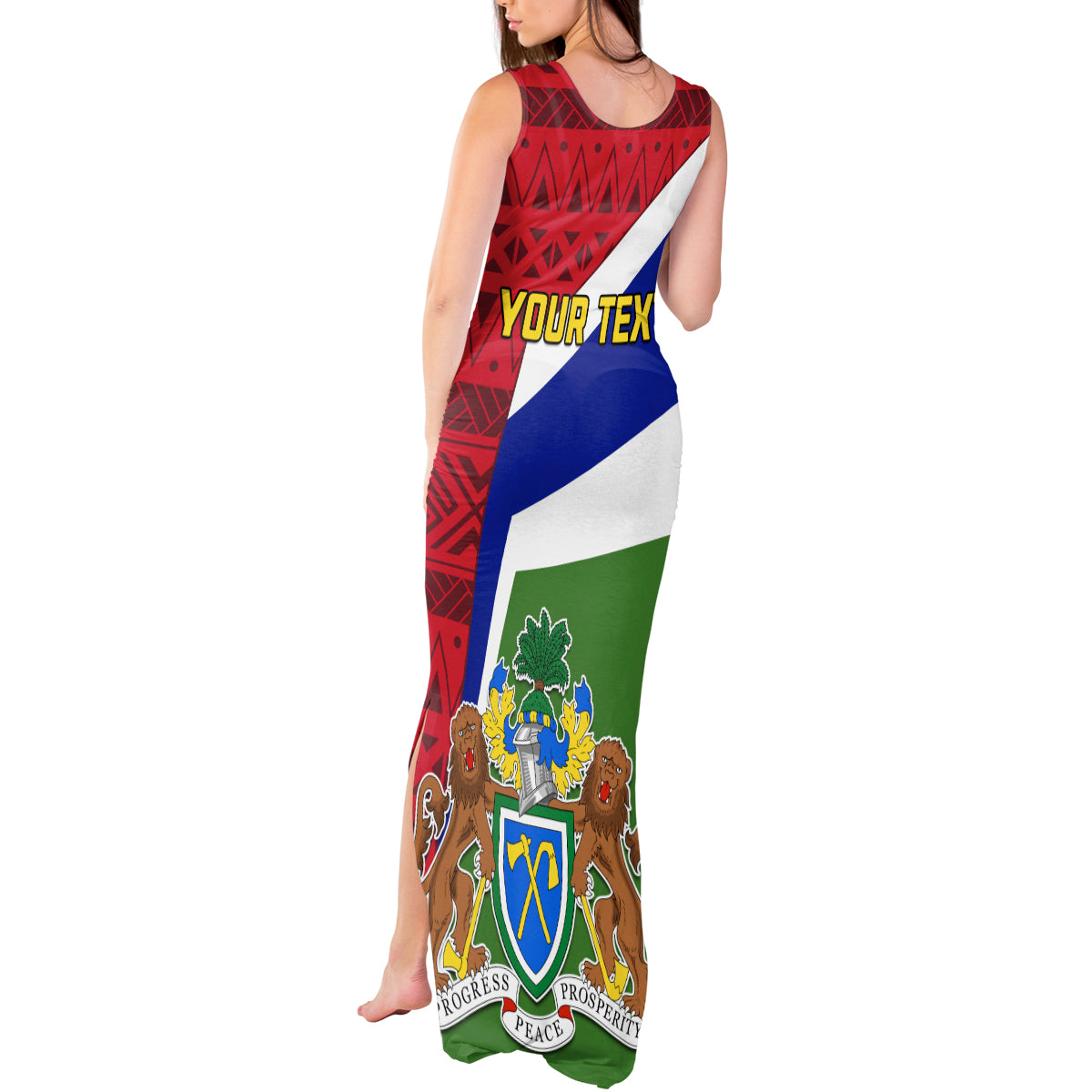 Gambia Independence Day Tank Maxi Dress Coat Of Arms African Pattern - Wonder Print Shop