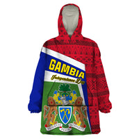 Gambia Independence Day Wearable Blanket Hoodie Coat Of Arms African Pattern - Wonder Print Shop