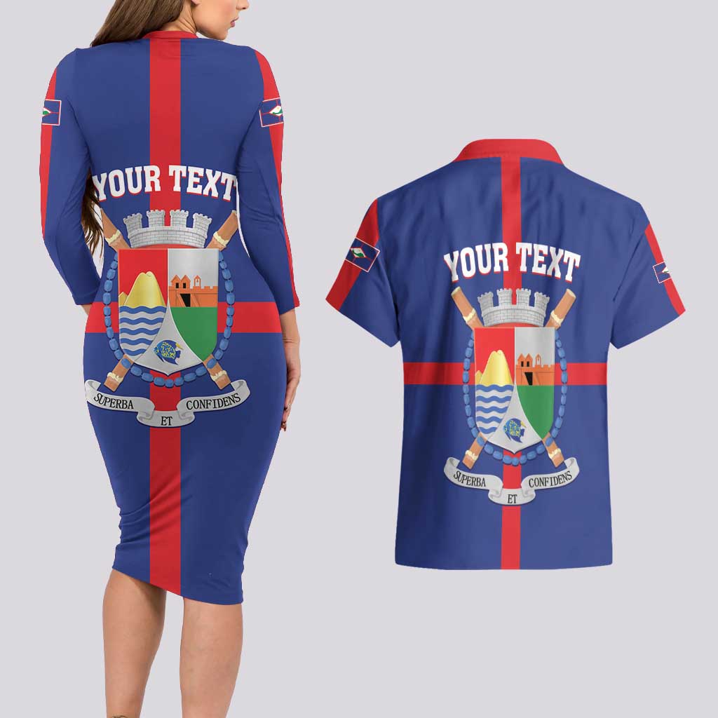 Personalized Sint Eustatius Couples Matching Long Sleeve Bodycon Dress and Hawaiian Shirt Statia Superba et Confidens