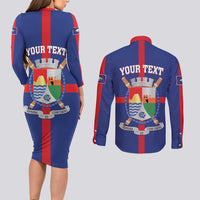 Personalized Sint Eustatius Couples Matching Long Sleeve Bodycon Dress and Long Sleeve Button Shirt Statia Superba et Confidens