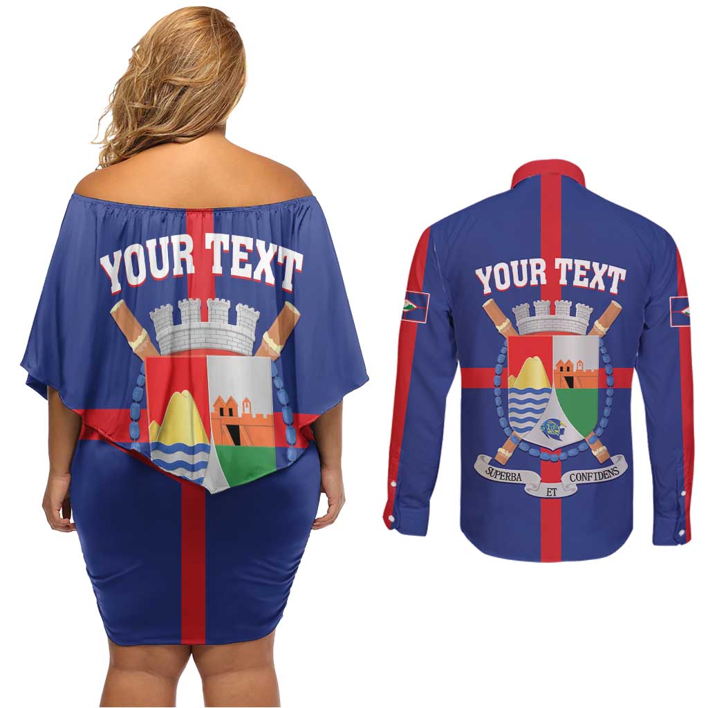 Personalized Sint Eustatius Couples Matching Off Shoulder Short Dress and Long Sleeve Button Shirt Statia Superba et Confidens