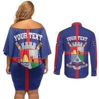 Personalized Sint Eustatius Couples Matching Off Shoulder Short Dress and Long Sleeve Button Shirt Statia Superba et Confidens
