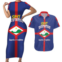 Personalized Sint Eustatius Couples Matching Short Sleeve Bodycon Dress and Hawaiian Shirt Statia Superba et Confidens