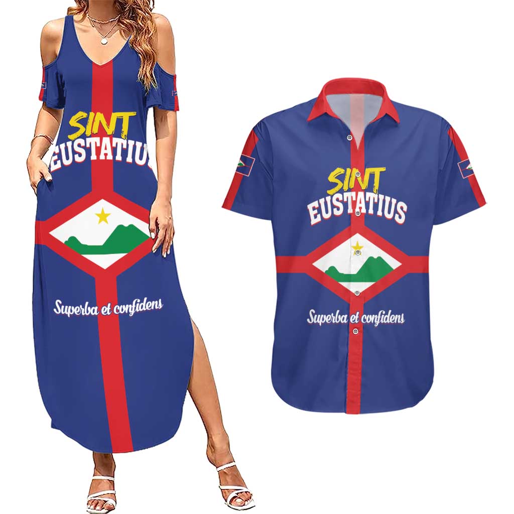 Personalized Sint Eustatius Couples Matching Summer Maxi Dress and Hawaiian Shirt Statia Superba et Confidens