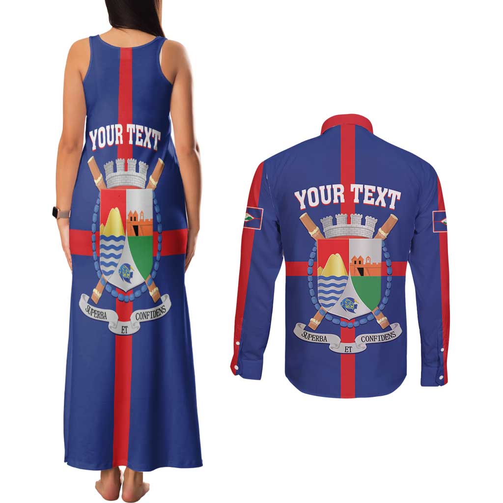 Personalized Sint Eustatius Couples Matching Tank Maxi Dress and Long Sleeve Button Shirt Statia Superba et Confidens