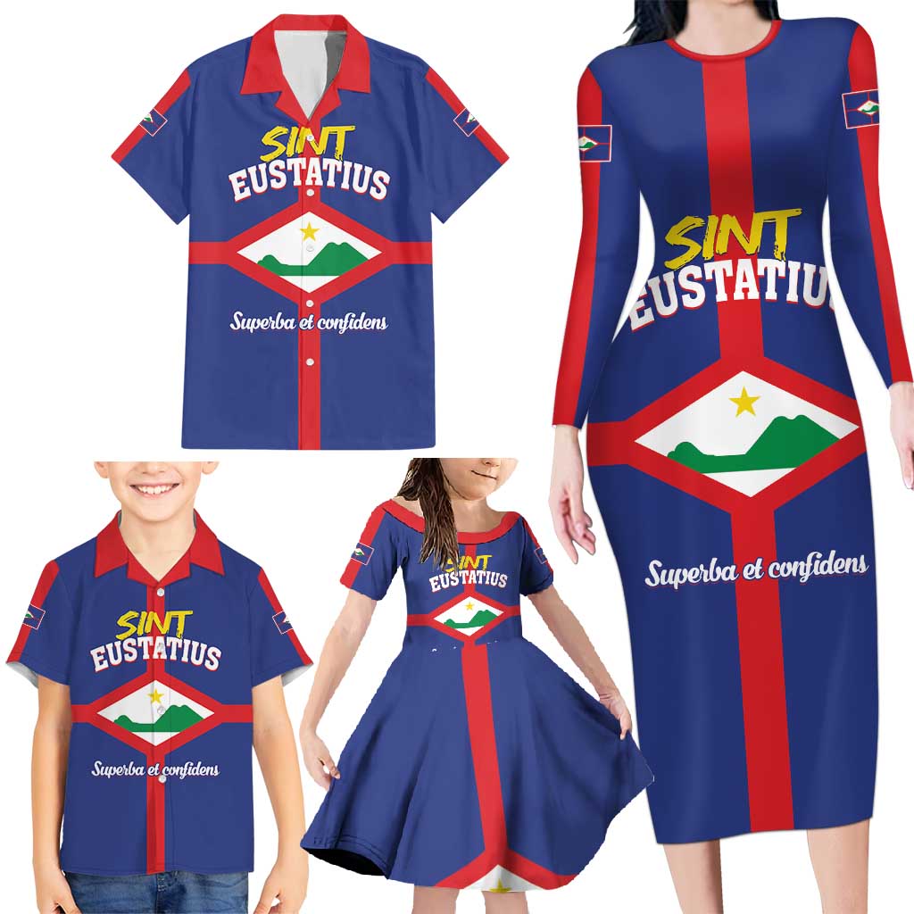 Personalized Sint Eustatius Family Matching Long Sleeve Bodycon Dress and Hawaiian Shirt Statia Superba et Confidens - Wonder Print Shop