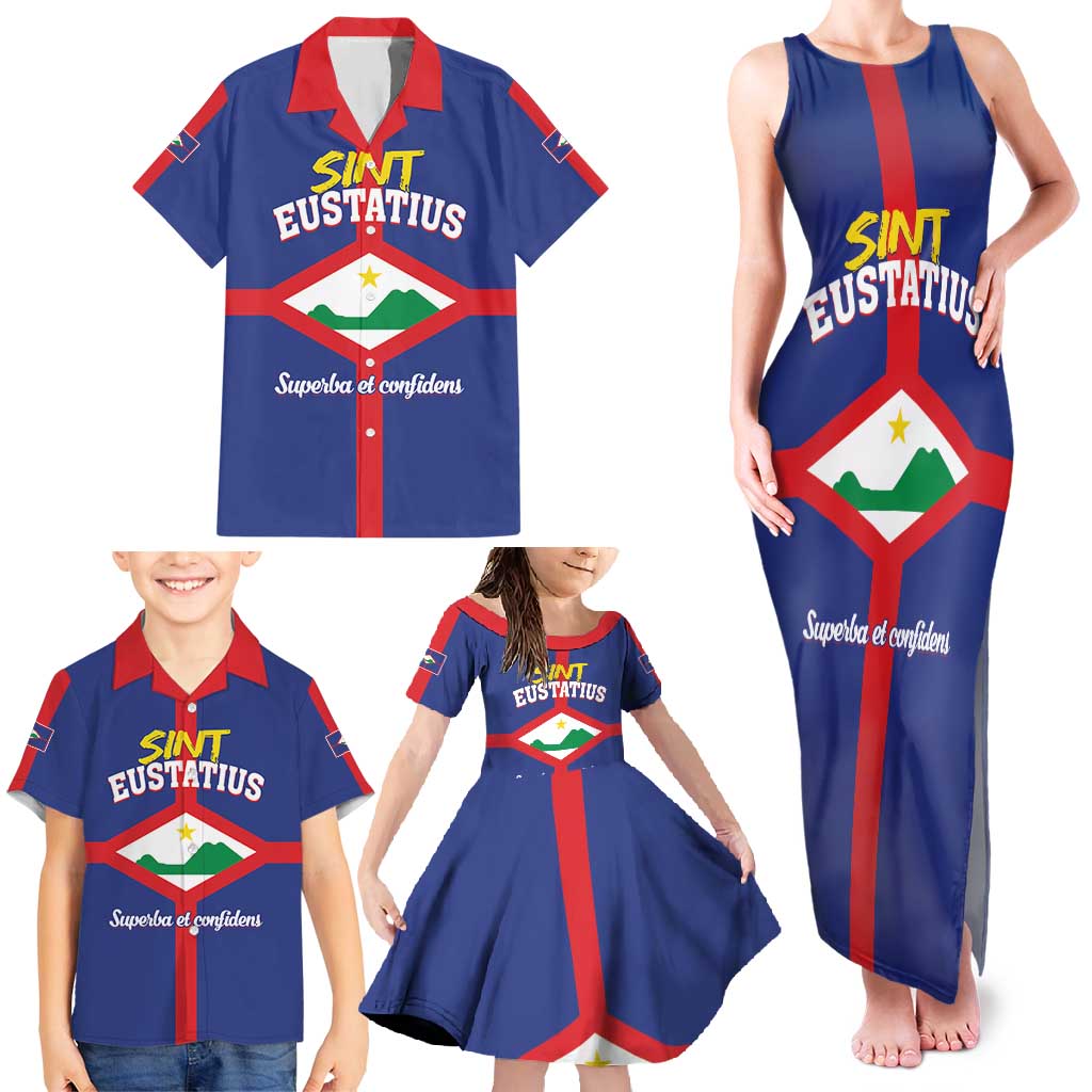 Personalized Sint Eustatius Family Matching Tank Maxi Dress and Hawaiian Shirt Statia Superba et Confidens - Wonder Print Shop