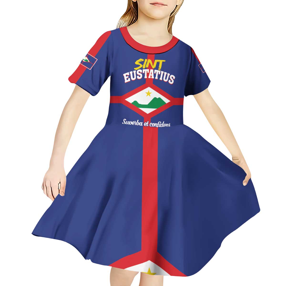 Personalized Sint Eustatius Kid Short Sleeve Dress Statia Superba et Confidens - Wonder Print Shop