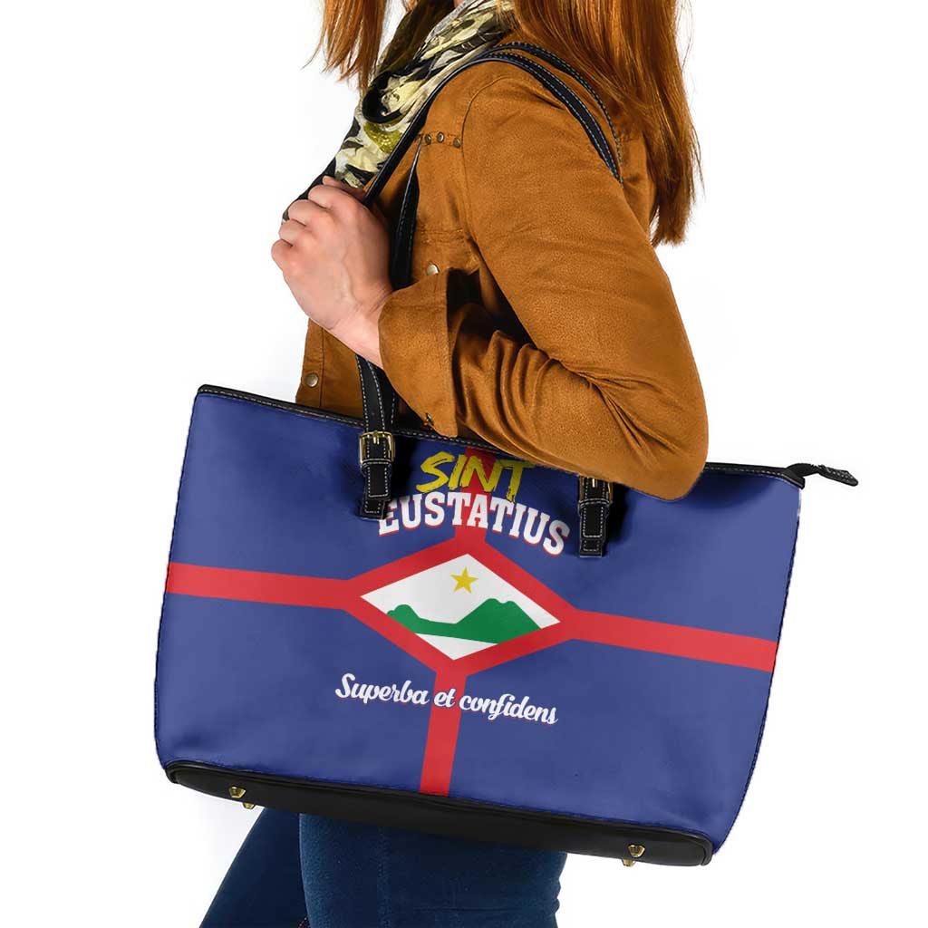Sint Eustatius Leather Tote Bag Statia Superba et Confidens