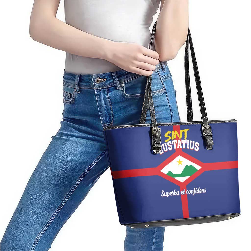 Sint Eustatius Leather Tote Bag Statia Superba et Confidens