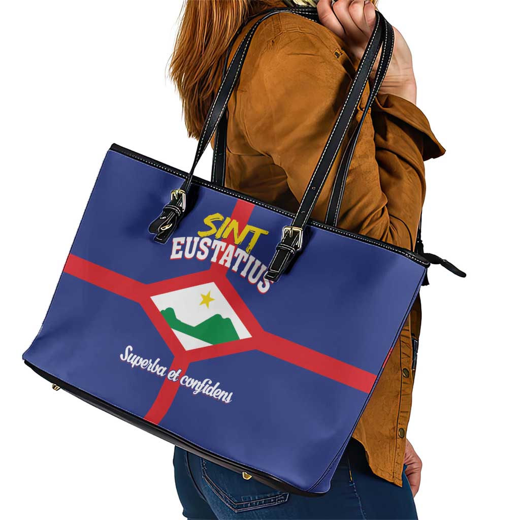 Sint Eustatius Leather Tote Bag Statia Superba et Confidens