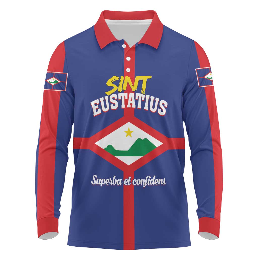 Personalized Sint Eustatius Long Sleeve Polo Shirt Statia Superba et Confidens - Wonder Print Shop