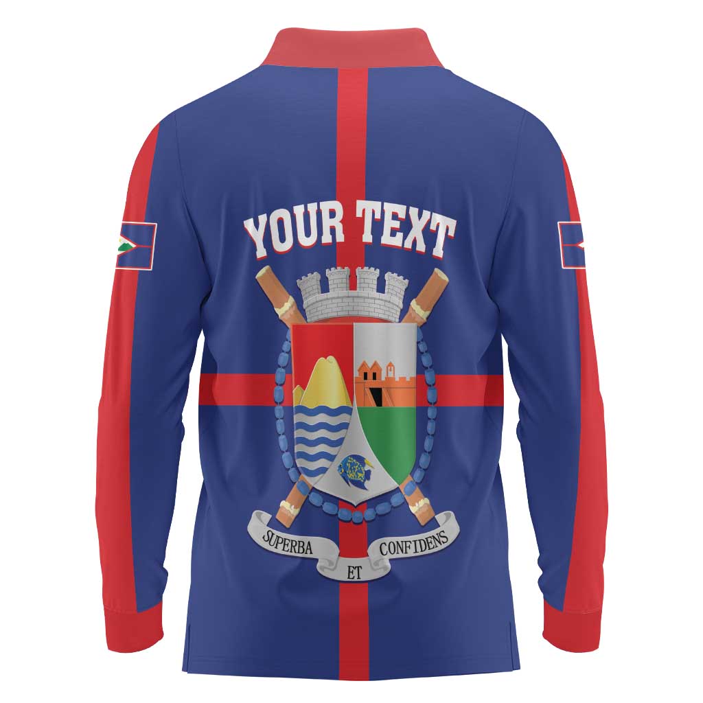 Personalized Sint Eustatius Long Sleeve Polo Shirt Statia Superba et Confidens - Wonder Print Shop