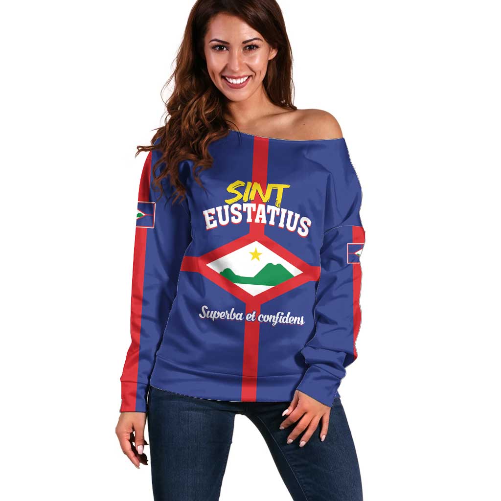 Personalized Sint Eustatius Off Shoulder Sweater Statia Superba et Confidens - Wonder Print Shop