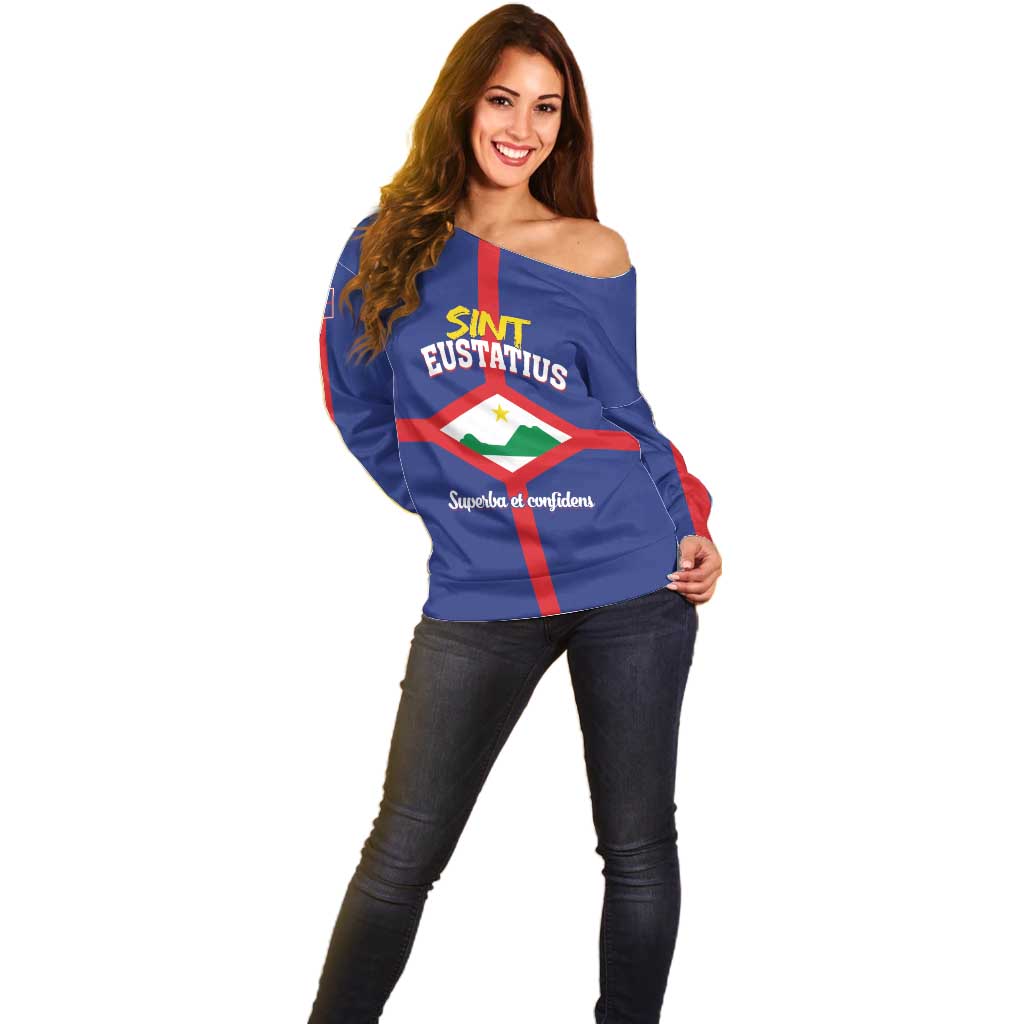 Personalized Sint Eustatius Off Shoulder Sweater Statia Superba et Confidens - Wonder Print Shop