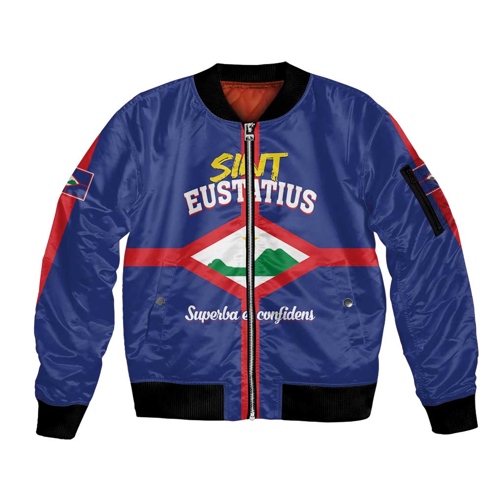 Personalized Sint Eustatius Sleeve Zip Bomber Jacket Statia Superba et Confidens - Wonder Print Shop