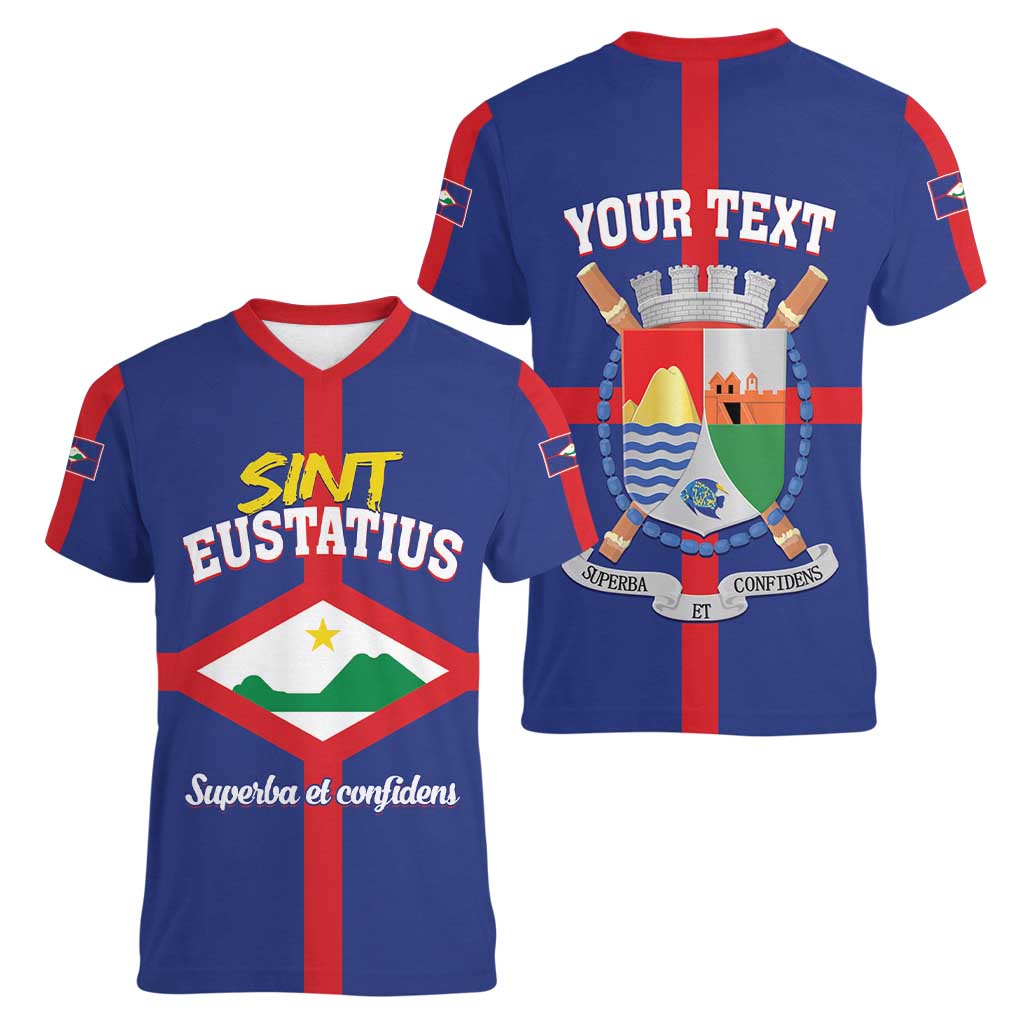 Personalized Sint Eustatius Women V-Neck T-Shirt Statia Superba et Confidens - Wonder Print Shop