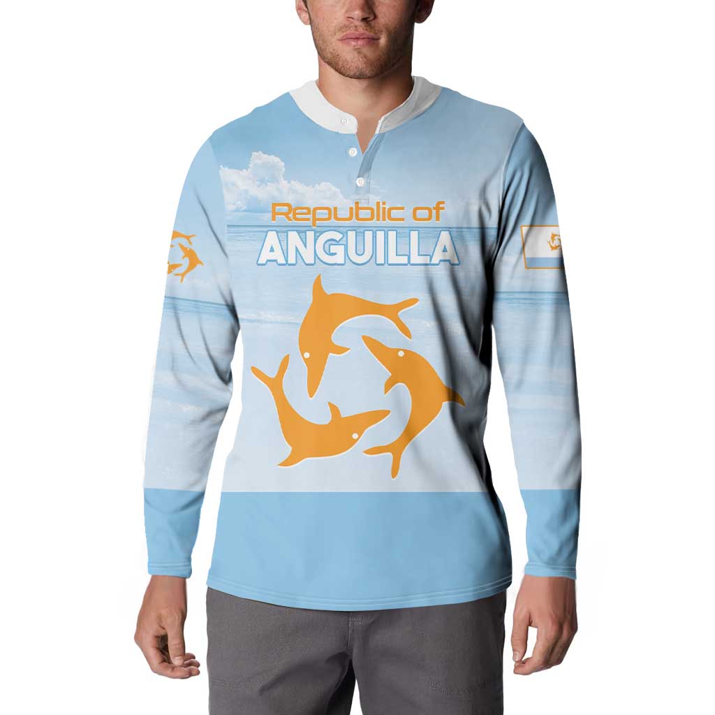 Personalized Republic of Anguilla Button Sweatshirt Strength and Endurance - Wonder Print Shop