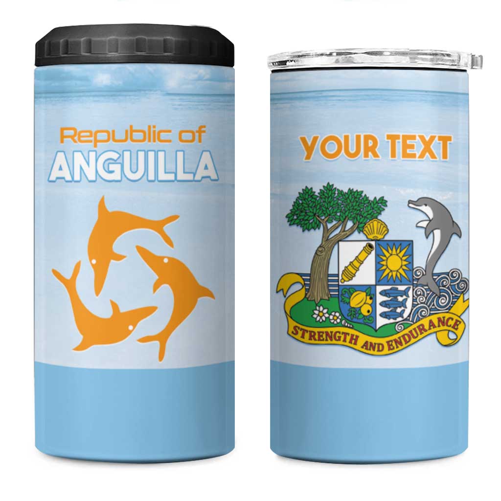 Personalized Republic of Anguilla 4 in 1 Can Cooler Tumbler Strength and Endurance