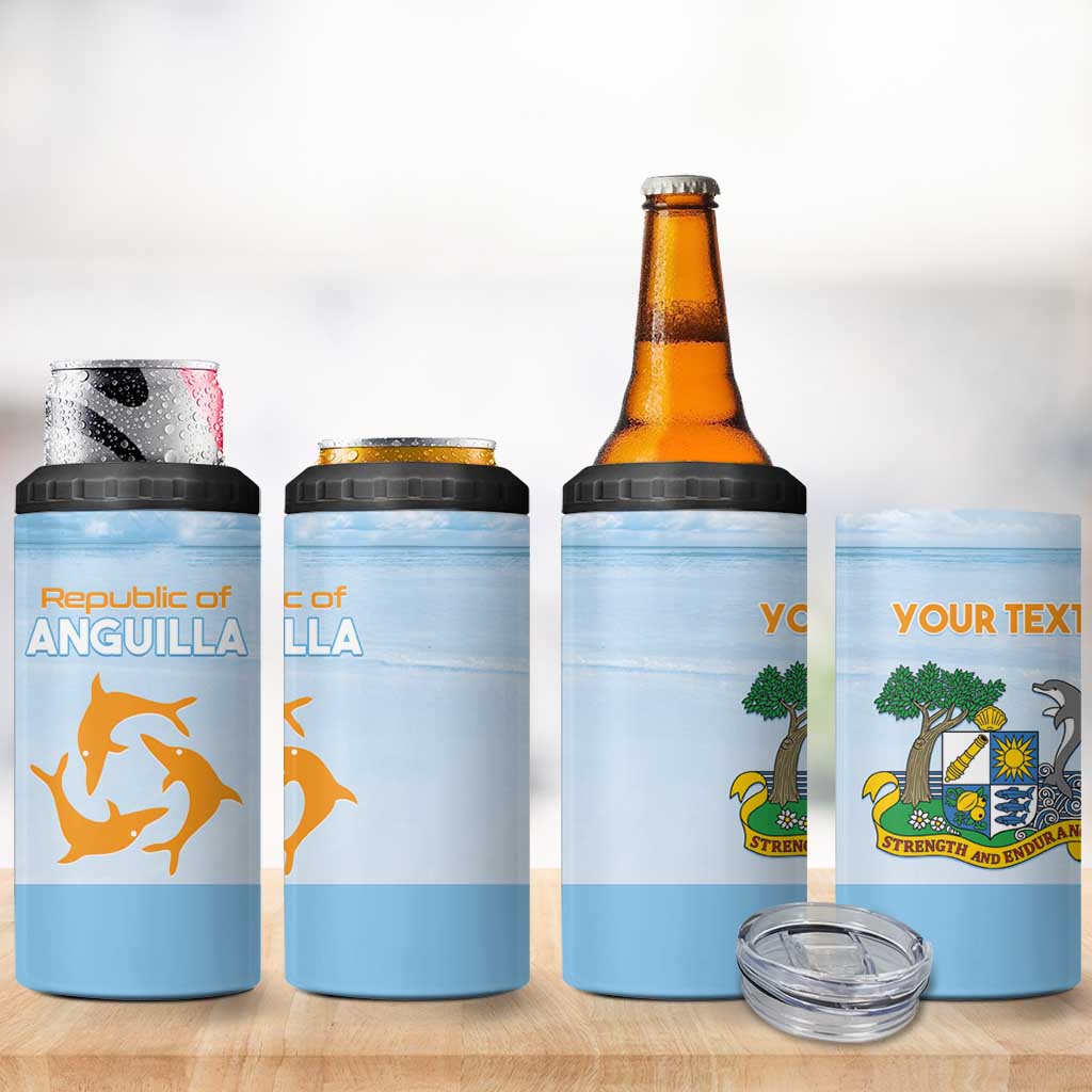 Personalized Republic of Anguilla 4 in 1 Can Cooler Tumbler Strength and Endurance