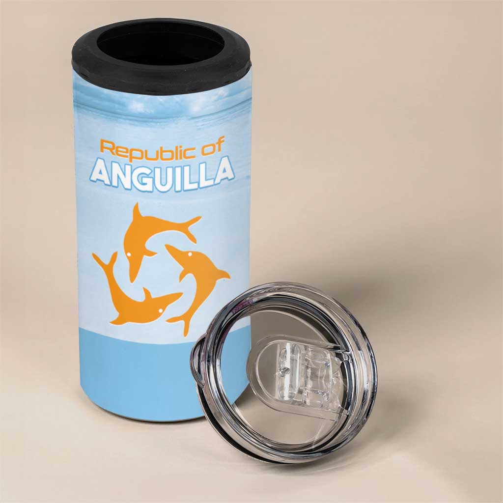 Personalized Republic of Anguilla 4 in 1 Can Cooler Tumbler Strength and Endurance