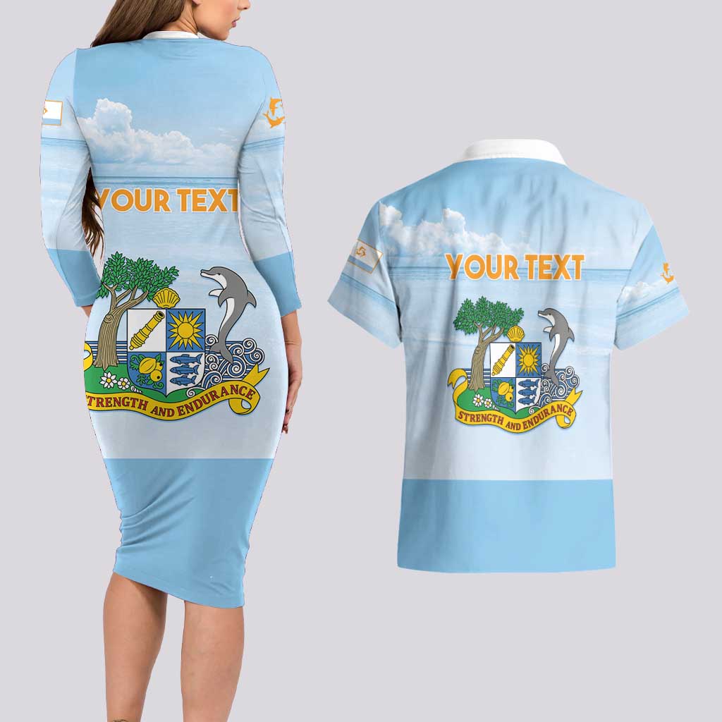 Personalized Republic of Anguilla Couples Matching Long Sleeve Bodycon Dress and Hawaiian Shirt Strength and Endurance